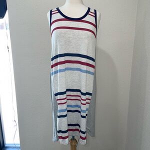 Hem & Thread Strip T-shirt Tank Top Dress Medium